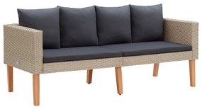 310215 vidaXL Sofá de jardim 2 lugares com almofadões vime PE bege