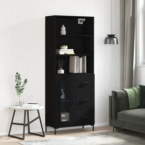 vidaXL Armário alto 69,5x34x180 cm derivados de madeira preto
