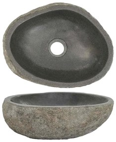 146212 vidaXL Lavatório de pedra do rio oval (29-38)x(24-31) cm