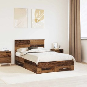 vidaXL Estrutura da Cama com cabeceira Madeira antiga 120 x 200 cm
