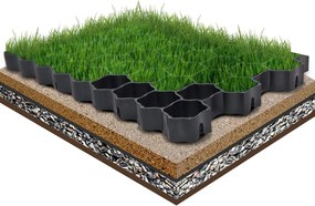 vidaXL Grelhas para relvado 16 pcs 60x40x3 cm plástico preto