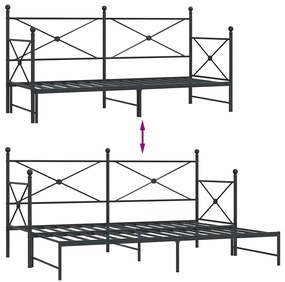 Cama de dia com gavetão sem colchão 75x190 cm aço preto