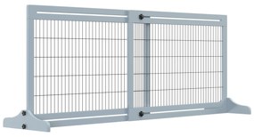 PawHut Barreira de Segurança para Cães de Madeira Extensível com Pés de Suporte para Portas Escada Corredor 104-183x36x69 cm Cinza | Aosom Portugal