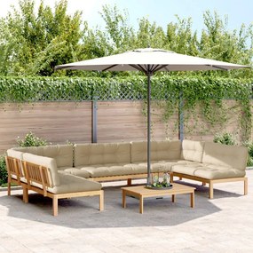 vidaXL 6 pcs conj. sofás paletes p/ jardim c/ almofadões acácia maciça