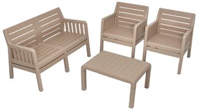 Conjunto de Lounge de Jardim Lara em Cappuccino com Sofá de 2 Lugares,