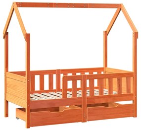 Estrutura de cama infantil c/ gavetas 70x140 cm pinho maciço