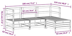4 pcs conjunto sofás de jardim madeira de pinho maciça branco