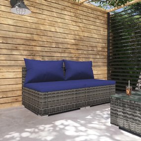vidaXL 2 pcs conjunto lounge de jardim c/ almofadões vime PE cinzento