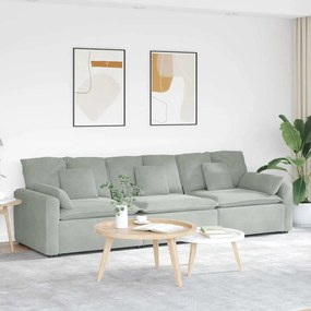 vidaXL Sofá modular com almofadas cinzento-claro