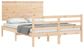 Estrutura de cama com cabeceira 140x200 cm madeira maciça