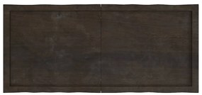 Tampo de mesa com bordas vivas maciço tratado castanho-escuro