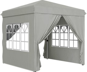Outsunny Tenda Dobrável Pop-Up 2,5x2,5 m Tenda de Jardim para Festas e Eventos com 4 Paredes Laterais Anti-UV Altura Ajustável e Bolsa de Transporte Cinza Claro | AOSOM Portugal