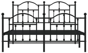 Estrutura de cama com cabeceira e pés 140x190 cm metal preto