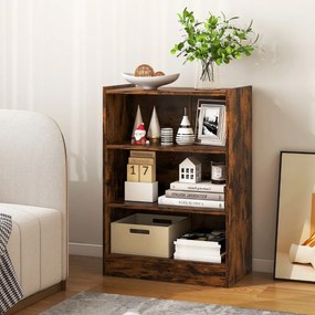 Estante de 3 níveis com prateleiras reguláveis ​​e dispositivo anti-queda para sala e quarto 50 x 30 x 75 cm castanho