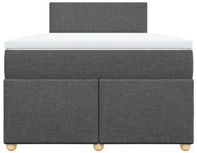 Cama boxspring com colchão 120x190 cm tecido cinzento-escuro