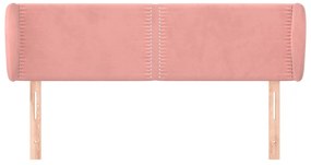 Cabeceira de cama c/ abas veludo 147x23x78/88 cm rosa
