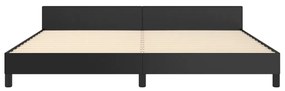 Estrutura cama c/ cabeceira 200x200 cm couro artificial preto