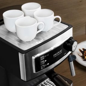 Máquina de café Cecotec expresso manual de 850 W, pressão de 20 bares, tanque de 1,5L, braço de saída duplo, vaporizador, superfície do aquecedor de x