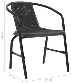 Cadeiras de jardim 2 pcs vime plástico e aço 110 kg