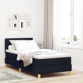 Cama Box Spring com Colchão Preta 100x200 cm Tecido