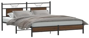 Estrutura de cama sem colchão 183x203 cm carvalho castanho