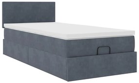 Estrutura cama otomana colchão 80x200 cm veludo cinzento escuro