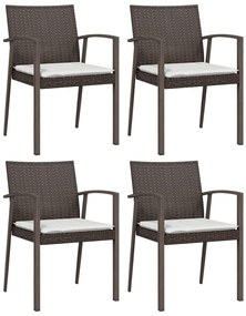 5 pcs conjunto de jantar p/ jardim c/ almofadões vime PE e aço