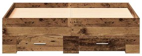 Estrutura de Cama vidaXL com Gavetas em Madeira Antiga 120x200 cm em M