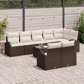 Conjunto de Sofá de Jardim vidaXL 8 Peças com Almofadas Cinza Poliratt