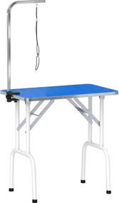 PawHut Mesa de Tosquia para Cães Dobrável com Superfície Antiderrapante Braço Ajustável 81x48,5x80 cm Azul | Aosom Portugal