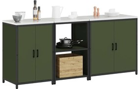 Conjunto de Armazenamento de Cozinha 3 pcs Verde Oliva