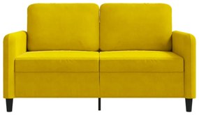 Sofá de 2 lugares veludo 120 cm amarelo