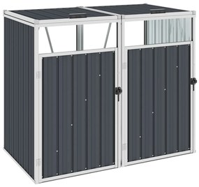 46279 vidaXL Abrigo para caixote do lixo duplo 143x81x121 cm aço antracite
