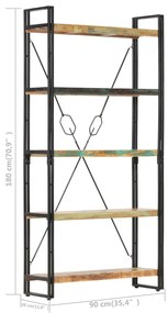 Estante com 5 prateleiras 90x30x180cm madeira recuperada maciça