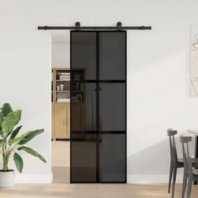 Porta deslizante ferragens 76x205cm vidro temperado/alumínio