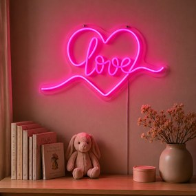 Luz de néon de parede rosa Incl. LED - Love