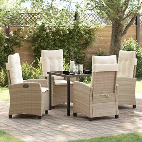 vidaXL Conjunto de Jantar para Jardim 5 pcs Bege vime PE