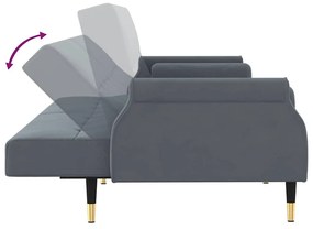 Sofá-cama com almofadões veludo cinzento-escuro