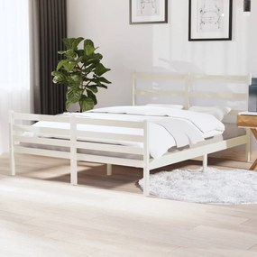 Estrutura de cama 140x190 cm pinho maciço branco