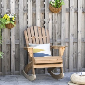 Outsunny Cadeira de balanço de madeira natural Adirondack para jardim terraço externo rústico Carga 130 kg 77x94x97 cm Cor Teca