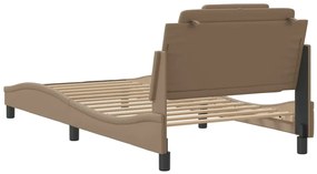 Estrutura cama cabeceira 100x200 cm couro artificial cappuccino