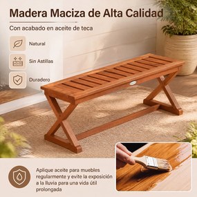 Banco de Jardim, 110 x 42 x 43 cm, Pernas em X, Castanho