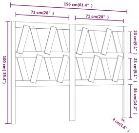 Cabeceira de cama 156x4x100 cm pinho maciço cinzento