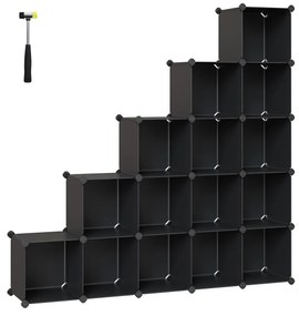 Unidade de armazenamento SONGMICS de 15 cubos, sapateira, sistema de prateleiras faça você mesmo, cubos empilháveis, prateleira de plástico PP, guarda-roupa, divisória de armário, para quarto, escritório, preto LPC44BK