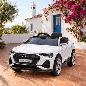 Carro elétrico para crianças Audi E-tron Sportback 12V, comando remoto 2,4 GHz, entrada USB/AUX, suspensão, bateria de lítio, luzes LED, 2 motores de