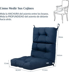 Almofada para Cadeira de Encosto Alto (CADEIRA NÃO INCLUIDA), 56,5 x 51,5 x 64,5 cm, Altura Ajustável, Azul-marinho