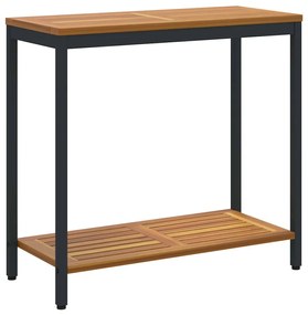 Mesa Outdoor Natural e Preto 35x80x75 cm em madeira sólida e aço
