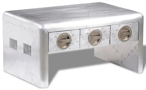 vidaXL Mesa de centro aviador c/ 3 gavetas piloto de aeronave vintage