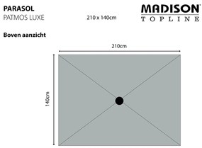 Madison Guarda-sol Patmos Luxe retangular 210x140 cm cinzento claro