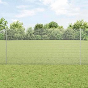 Cerca de Arame Soldado com 22 Postes em U Prateados 1,2x25 m de Aço